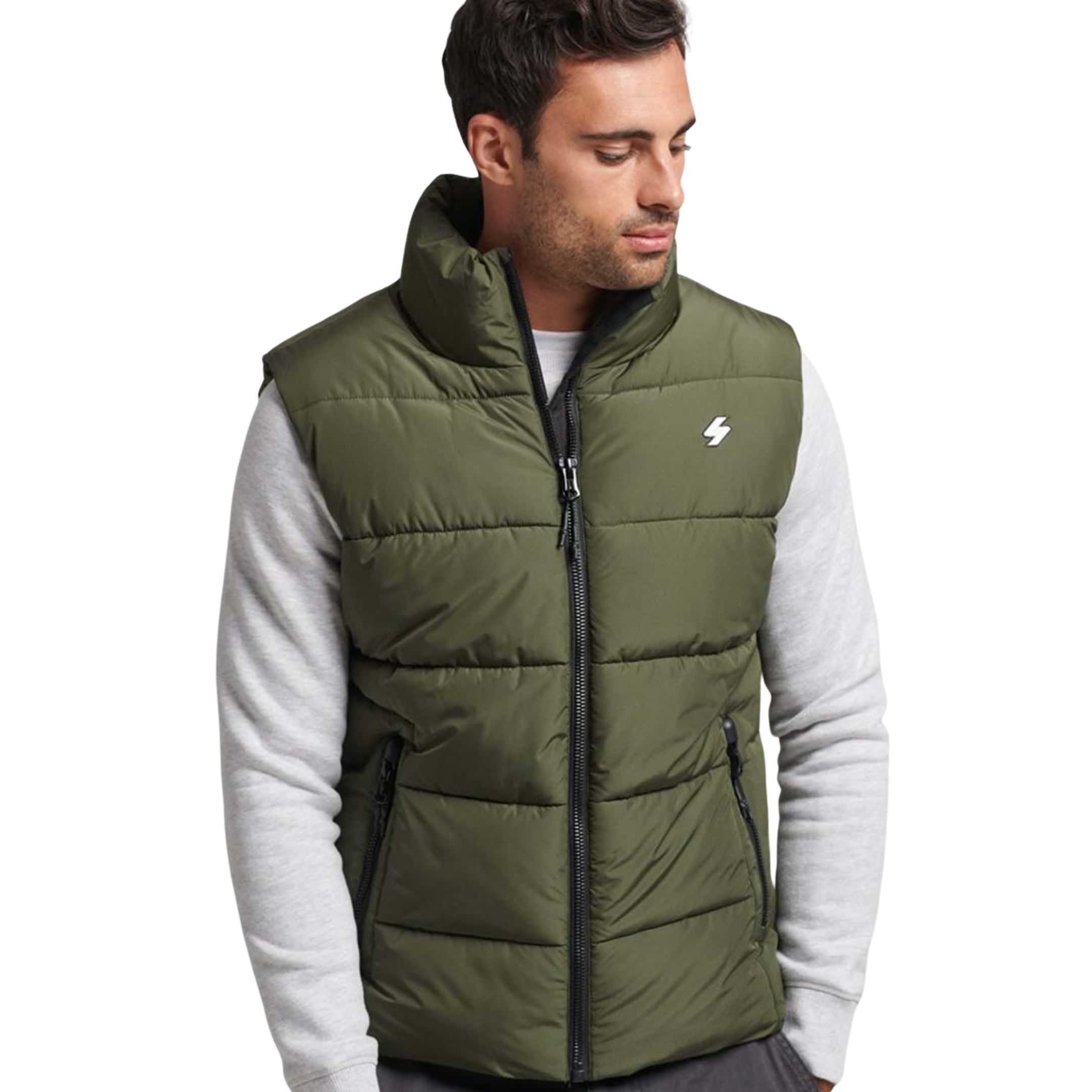 SPORT PUFFER GILET - KHAKI - SLEEVELESS JACKET