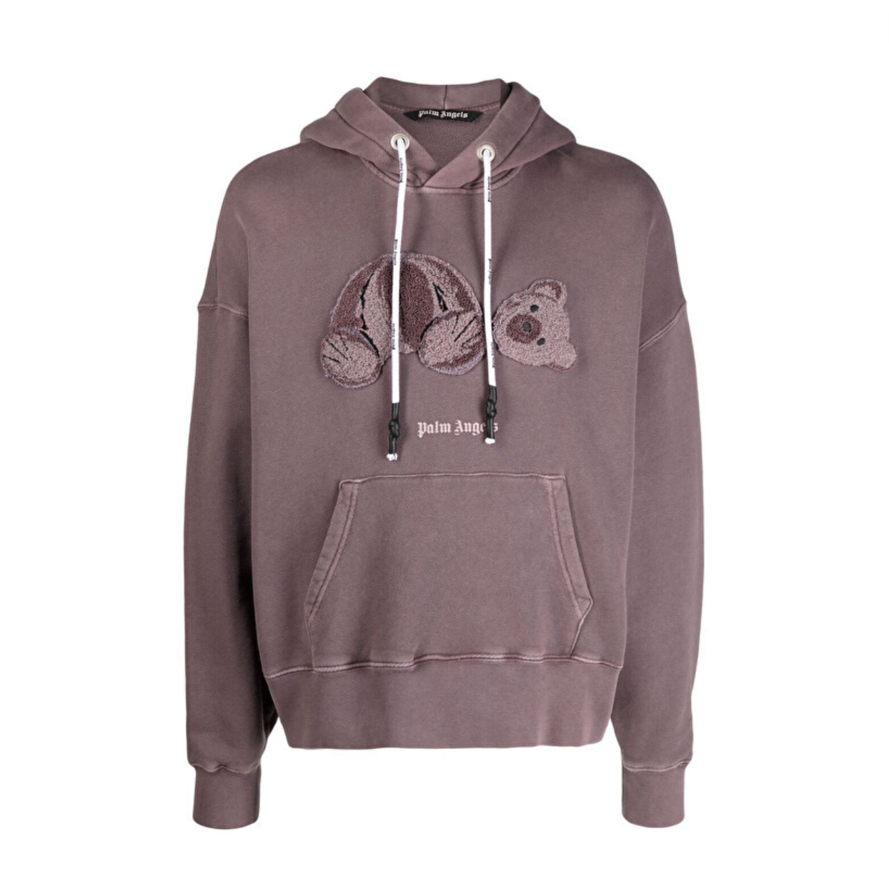 Distressed Bear Motif Hoodie