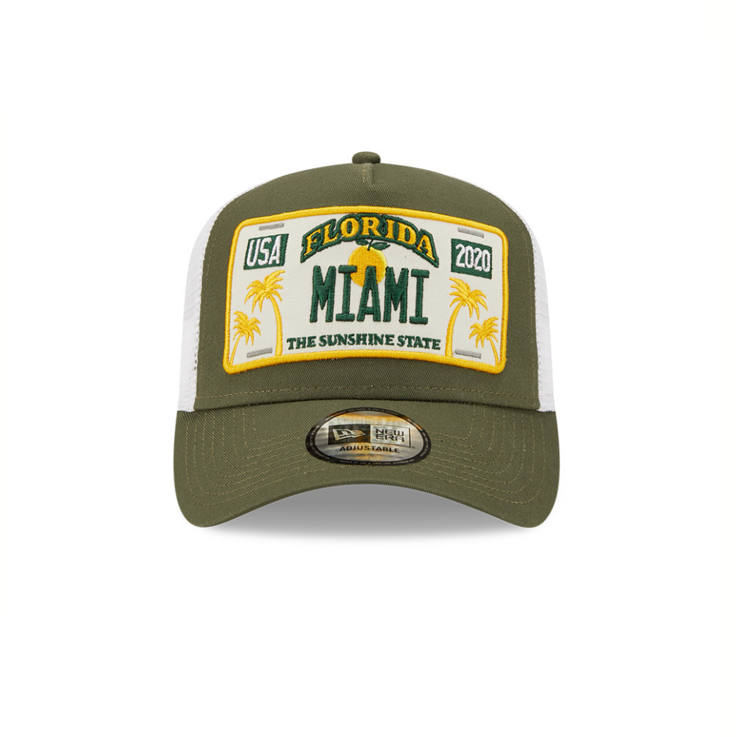 New Era License Plate Green A-Frame Trucker Cap