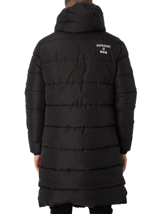 Code SL Hooded Longline Puffer Jacket - Black