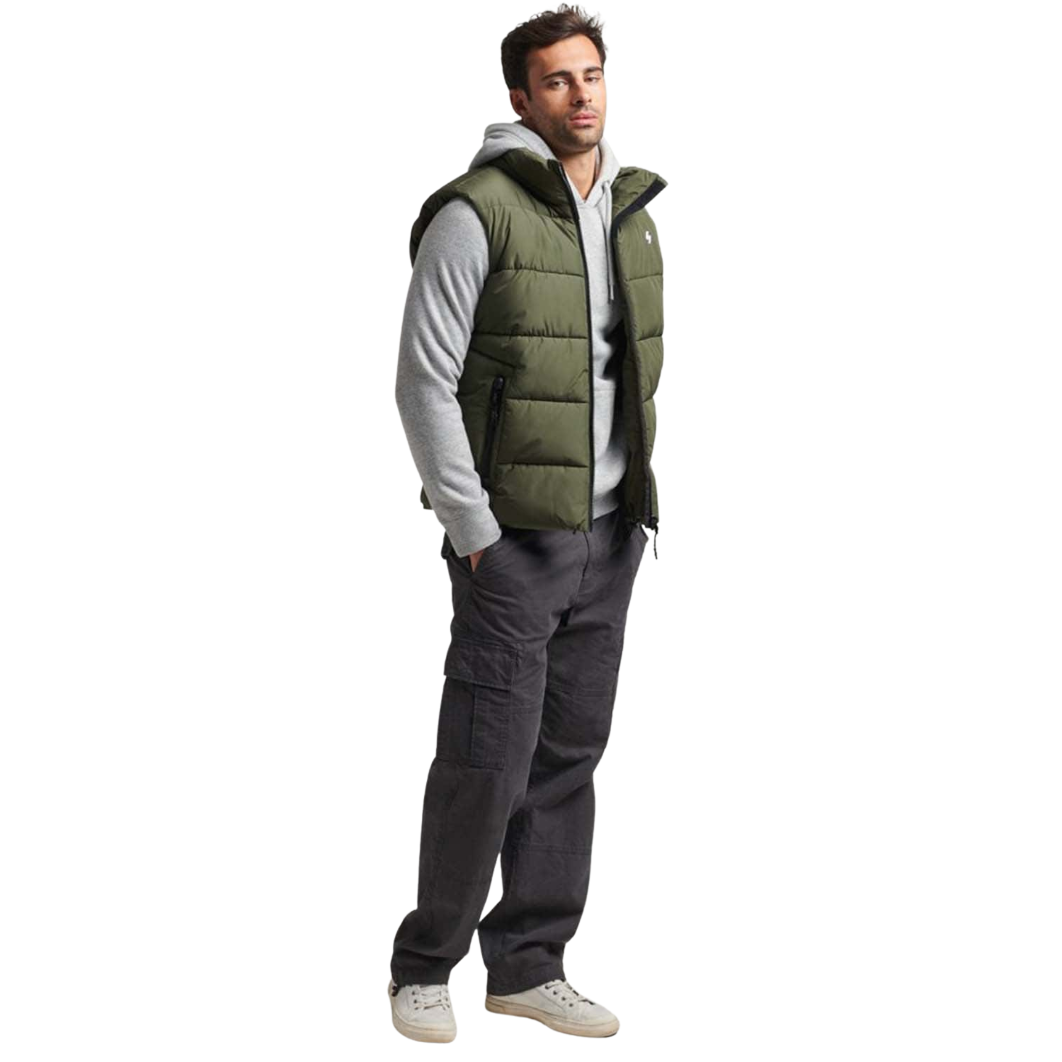 SPORT PUFFER GILET - KHAKI - SLEEVELESS JACKET