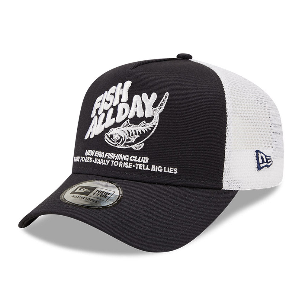 New Era Fishing Navy A-Frame Trucker Cap