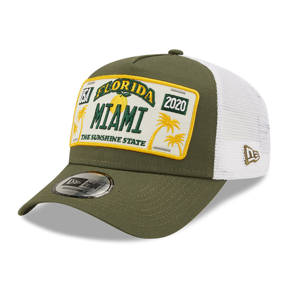New Era License Plate Green A-Frame Trucker Cap