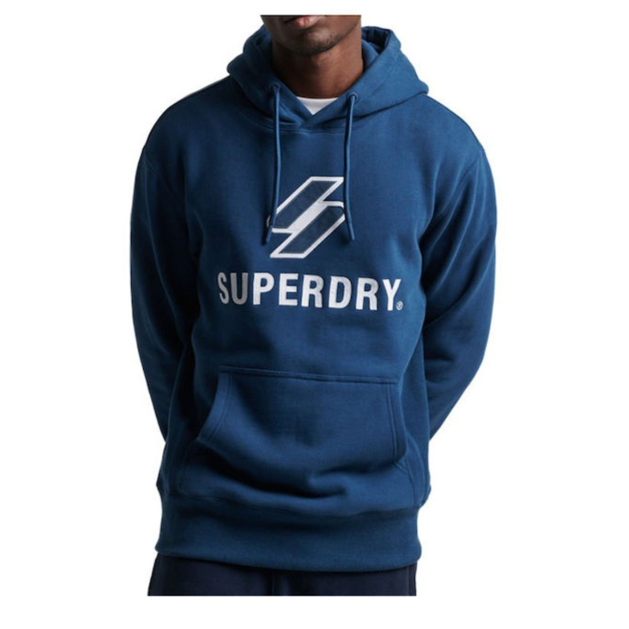 Code Stacked Applique Logo Hoodie, Zinc Blue