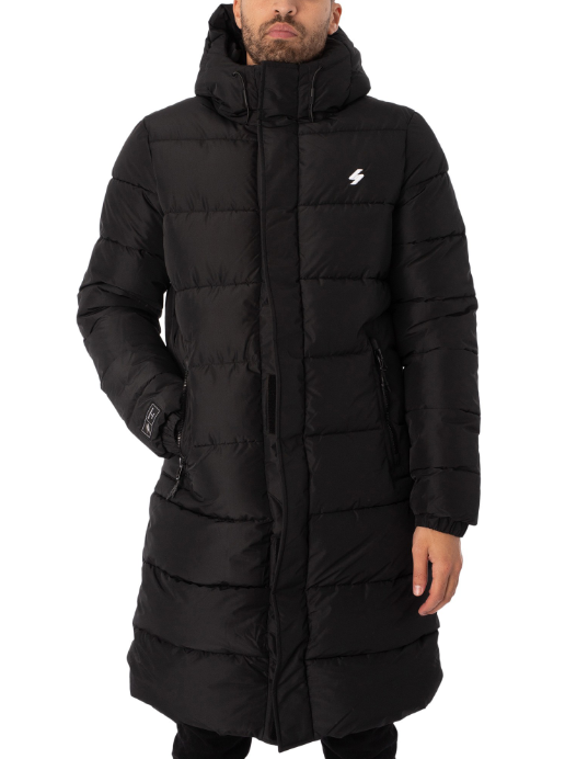 Code SL Hooded Longline Puffer Jacket - Black