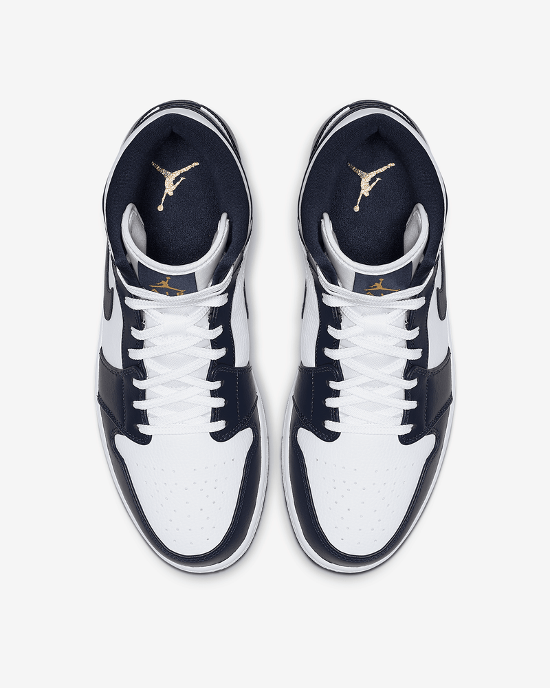 Air jordan 1 mid white metallic gold obsidian hotsell