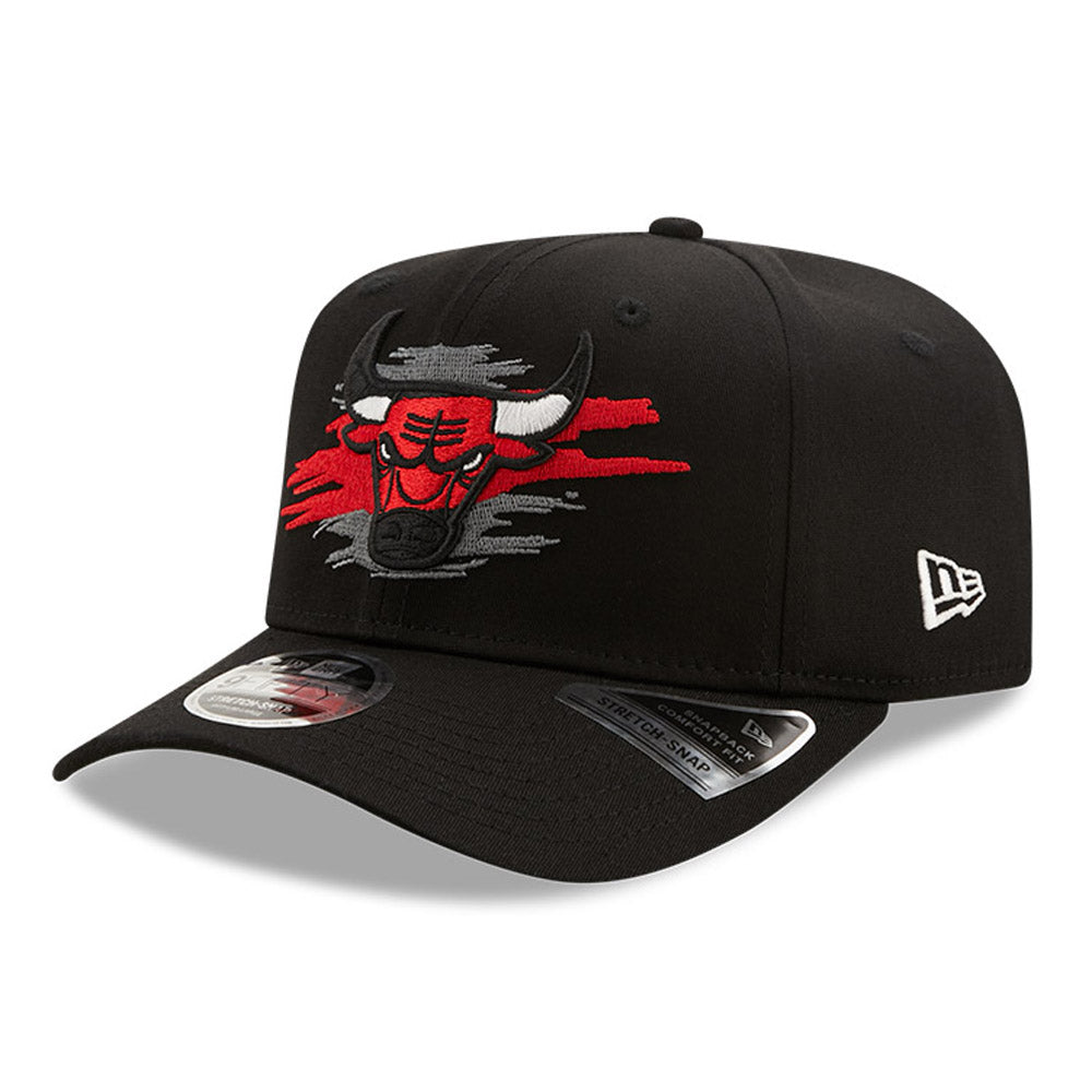 Chicago Bulls Tear Logo Black 9FIFTY Stretch Snap Cap