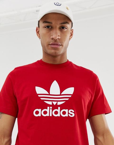 Adidas trefoil tee store red