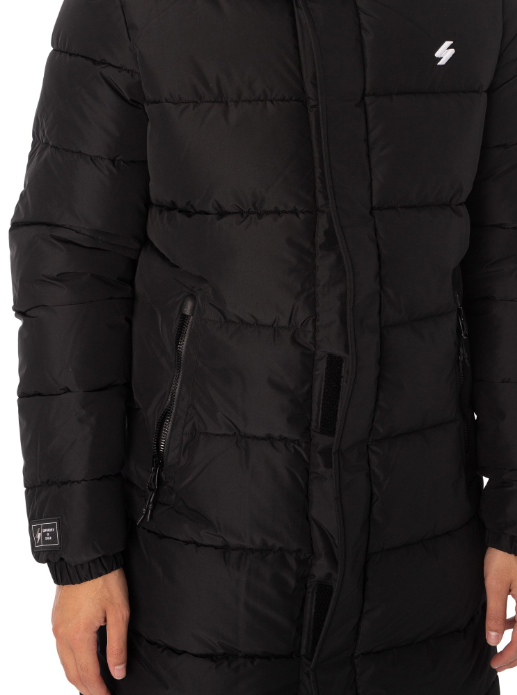Code SL Hooded Longline Puffer Jacket - Black